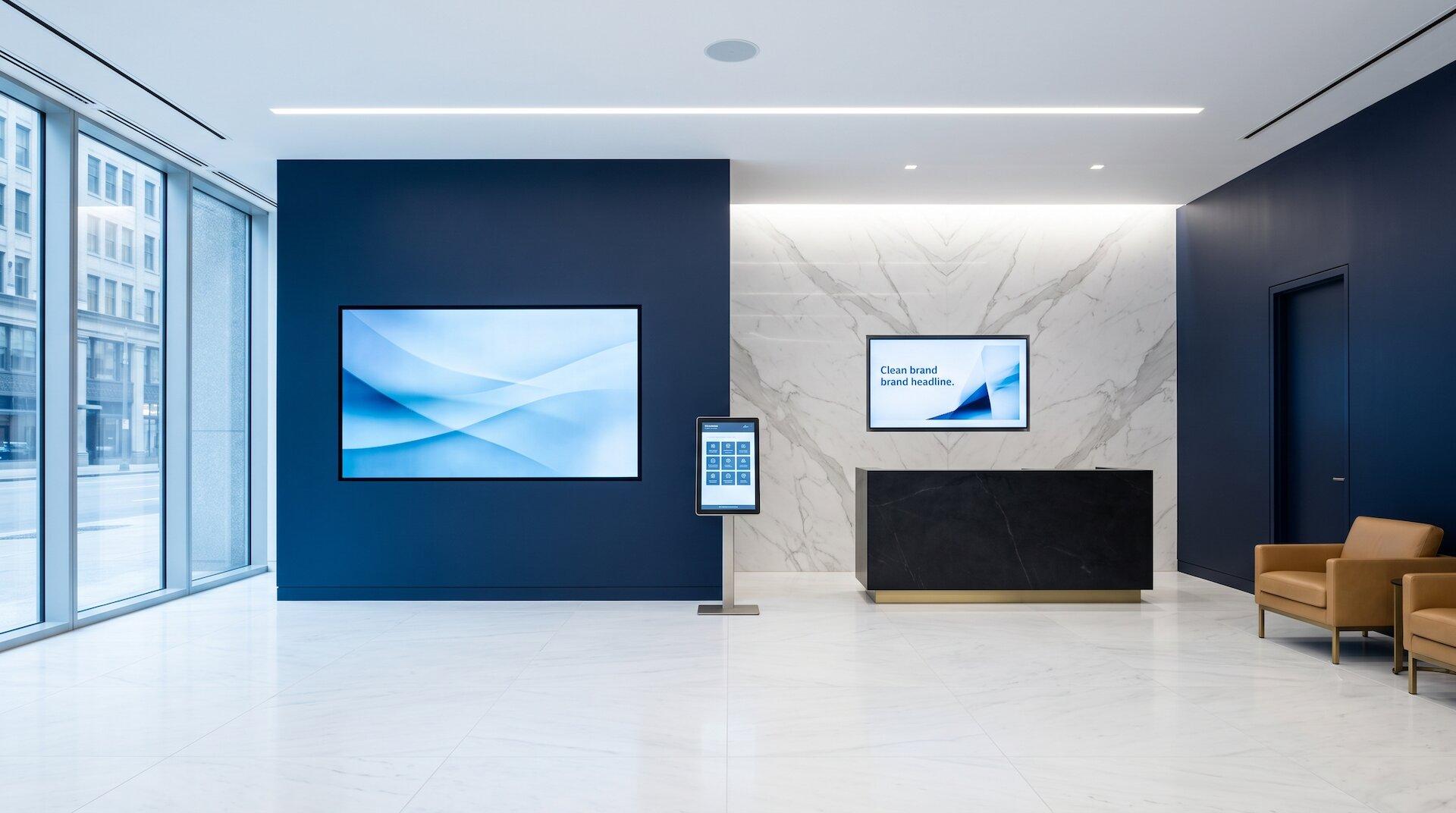 Premium bank branch lobby — ready to be activated.