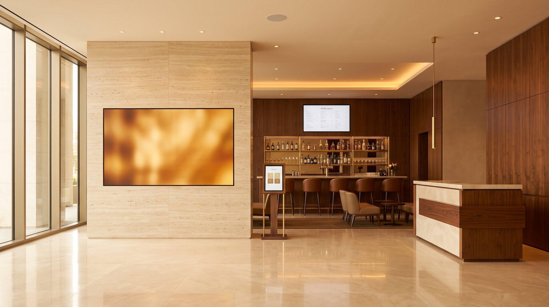 Luxury hotel lobby and bar — ready to be activated.